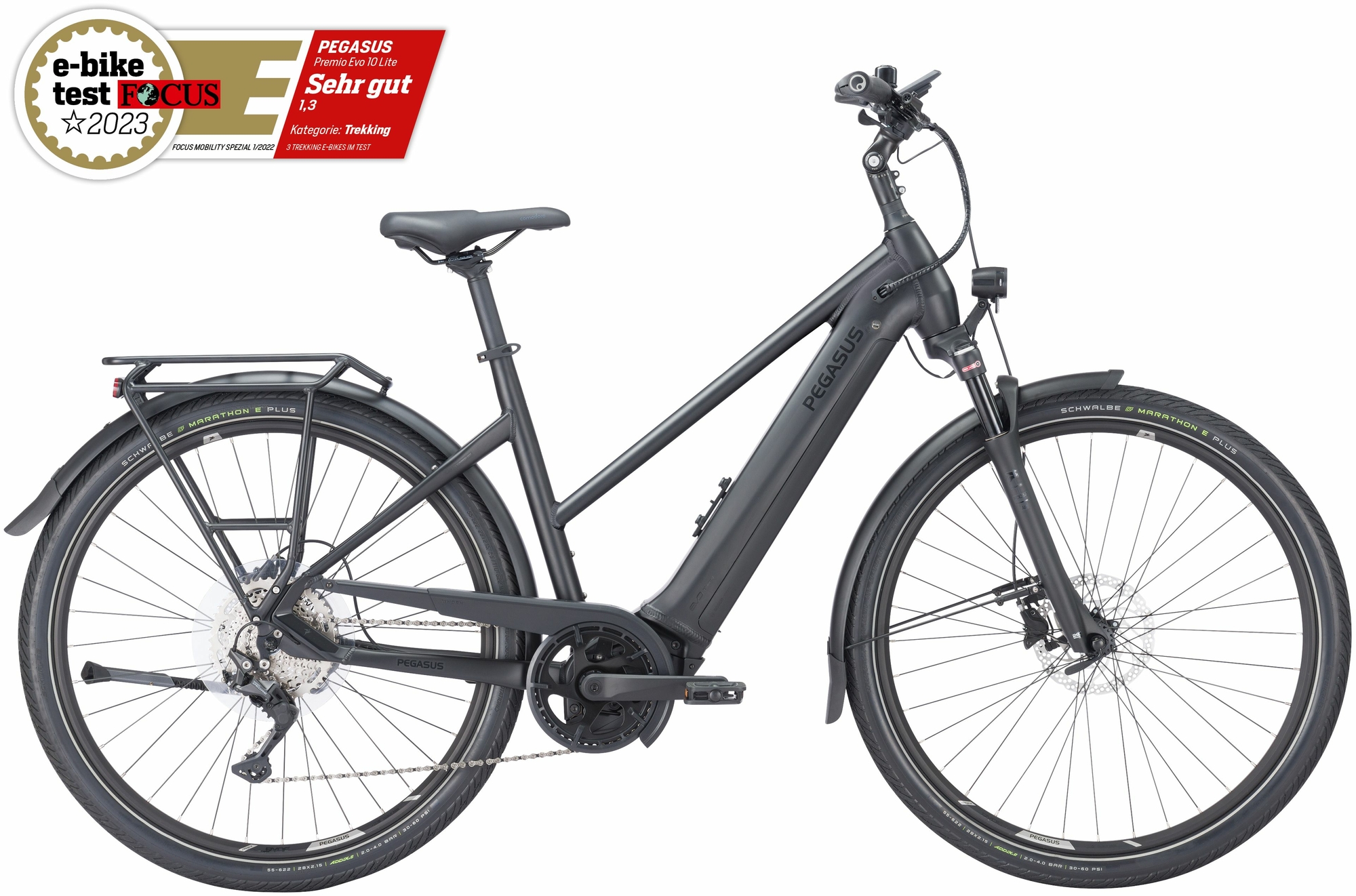 Pegasus Premio Evo 10 Lite (750 Wh), 10-speed derailleur gear, women's bike, trapeze, model 2024, 28 inches
