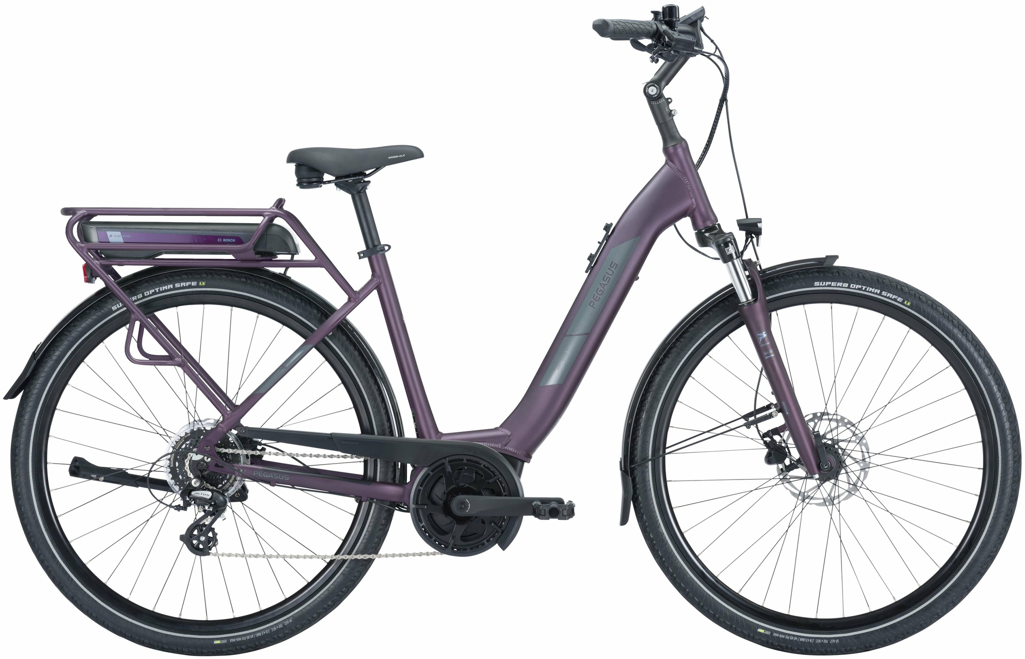 Pegasus Solero E8 Plus (500 Wh), 8-speed derailleur gear, women's bike, Wave, model 2024, 28 inches