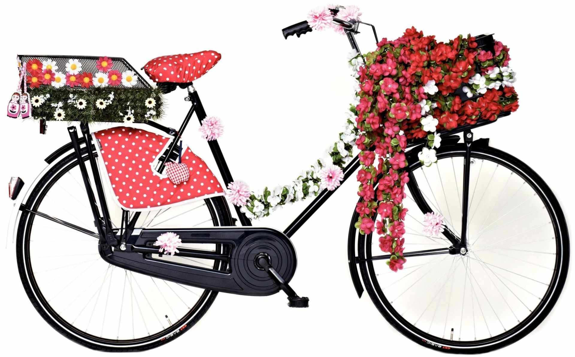 Basil flower garland 170 cm, red