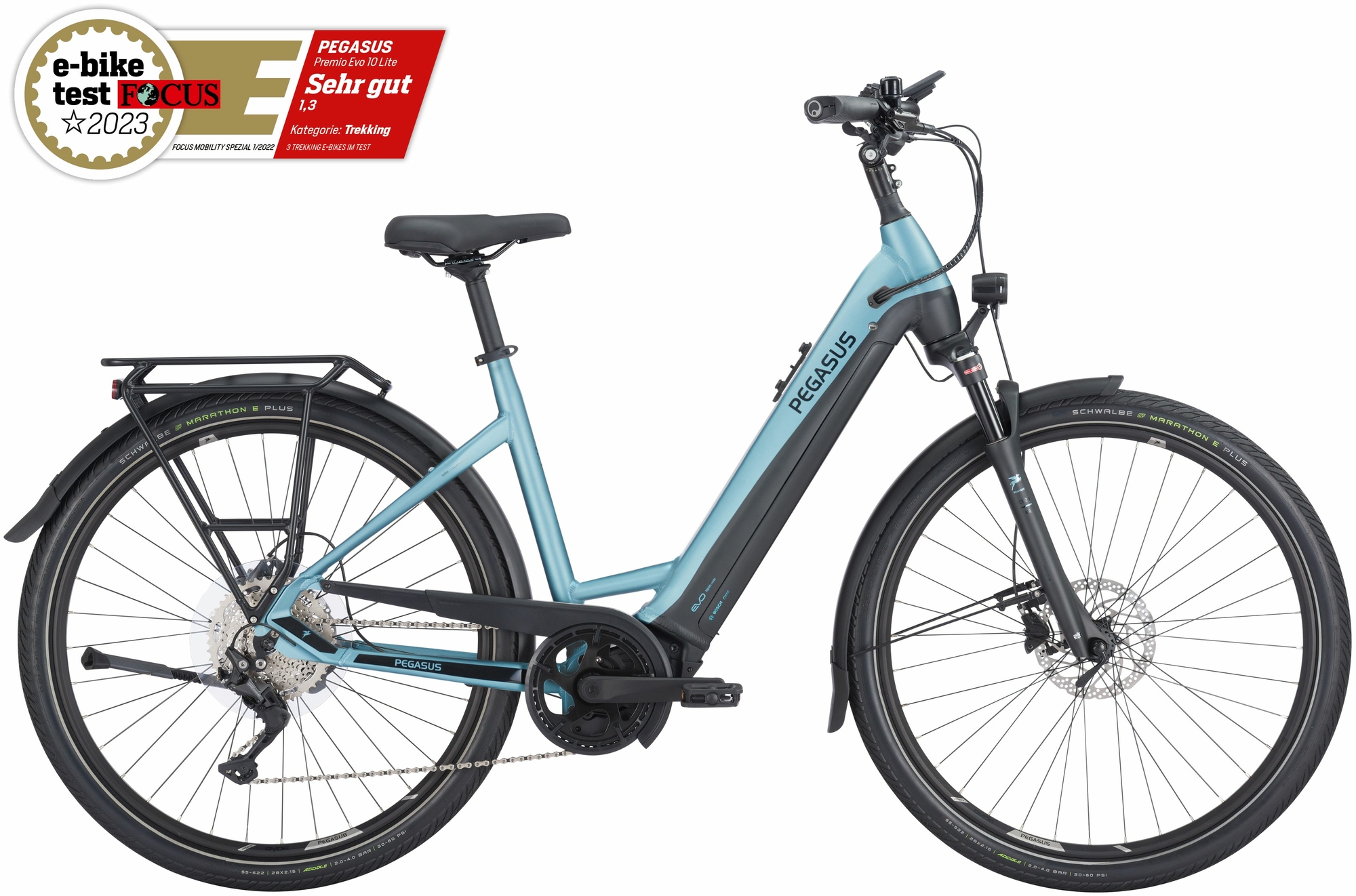 Pegasus Premio Evo 10 Lite (500 Wh), 10-speed derailleur gear, women's bike, Wave, model 2024, 28 inches