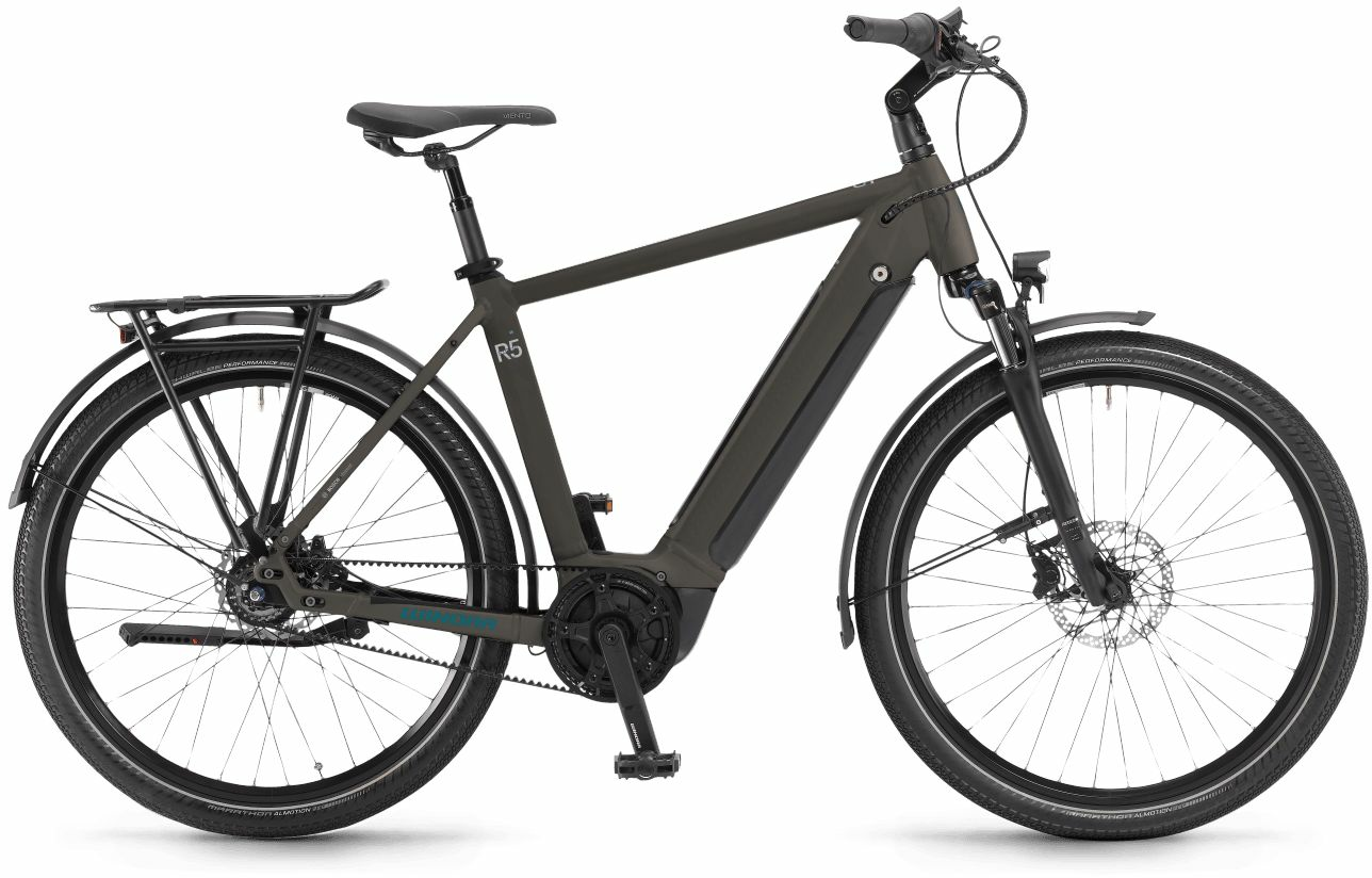 WINORA Sinus R5 (625 Wh), cambio al mozzo a 5 marce, bici da uomo, diamante, modello 2024, 27,5 pollici