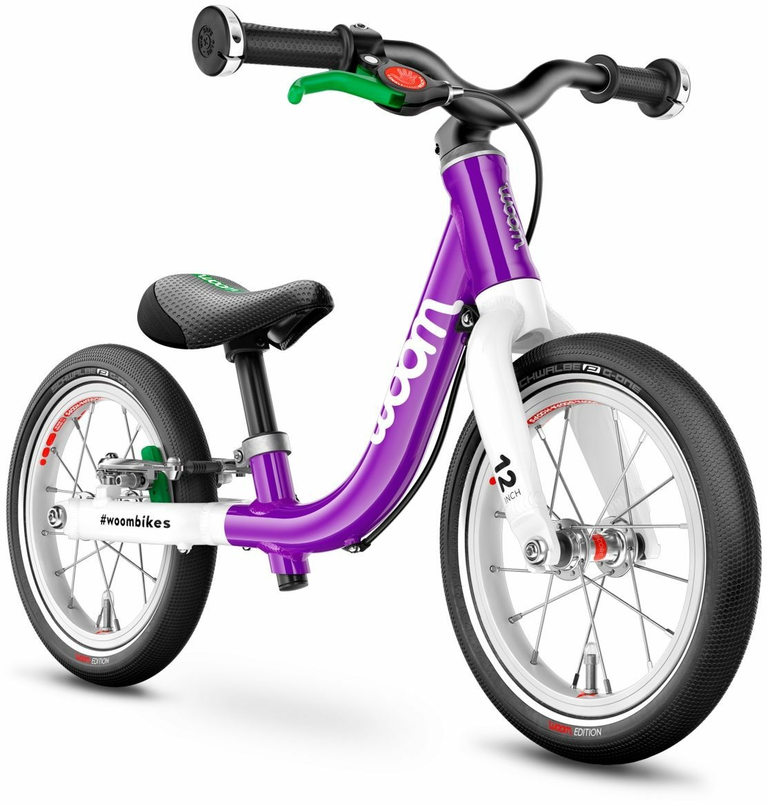 Woom 1, 1 marcia, bicicletta senza pedali per bambini, Wave, modello 2021, 12 pollici