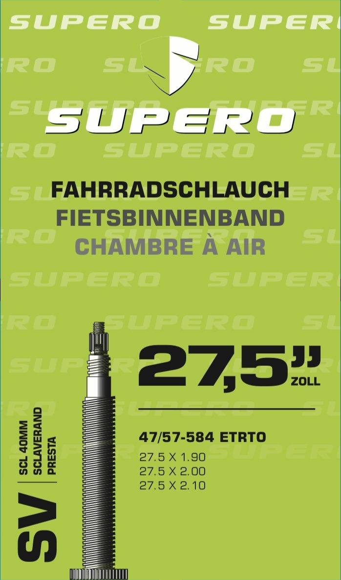 Supero bicycle tube 27.5 "Scl.40 47 / 54-584