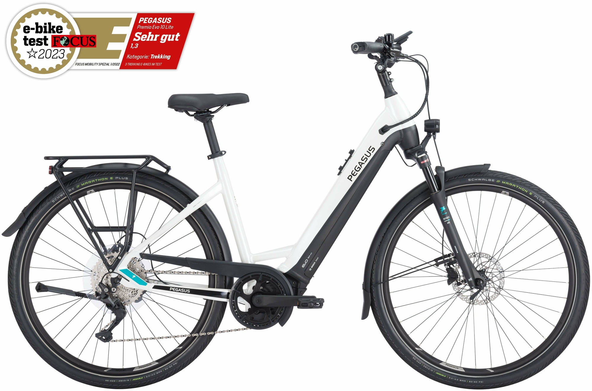 Pegasus Premio Evo 10 Lite (625 Wh), 10-speed derailleur gear, women's bike, Wave, model 2024, 28 inches