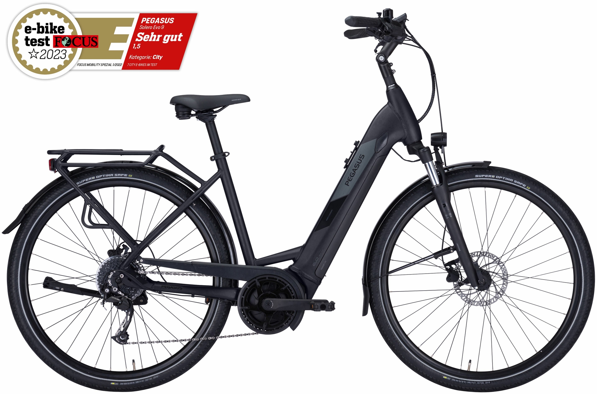 Pegasus Solero Evo 9 (500 Wh), 9-speed derailleur, women's bike, Wave, model 2024, 28 inches