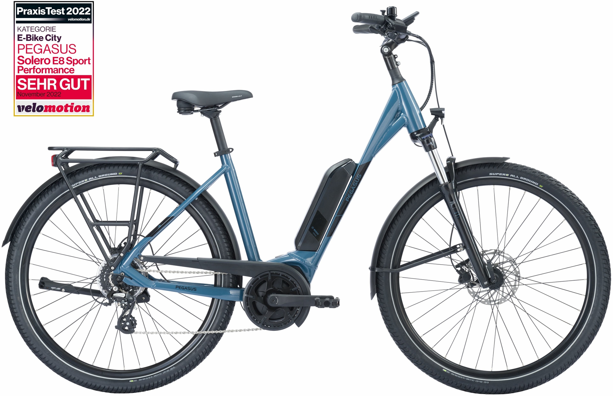 Pegasus Solero E8 Sport Performance (545 Wh), deragliatore a 8 velocità, bici da donna, Wave, modello 2024, 28 pollici