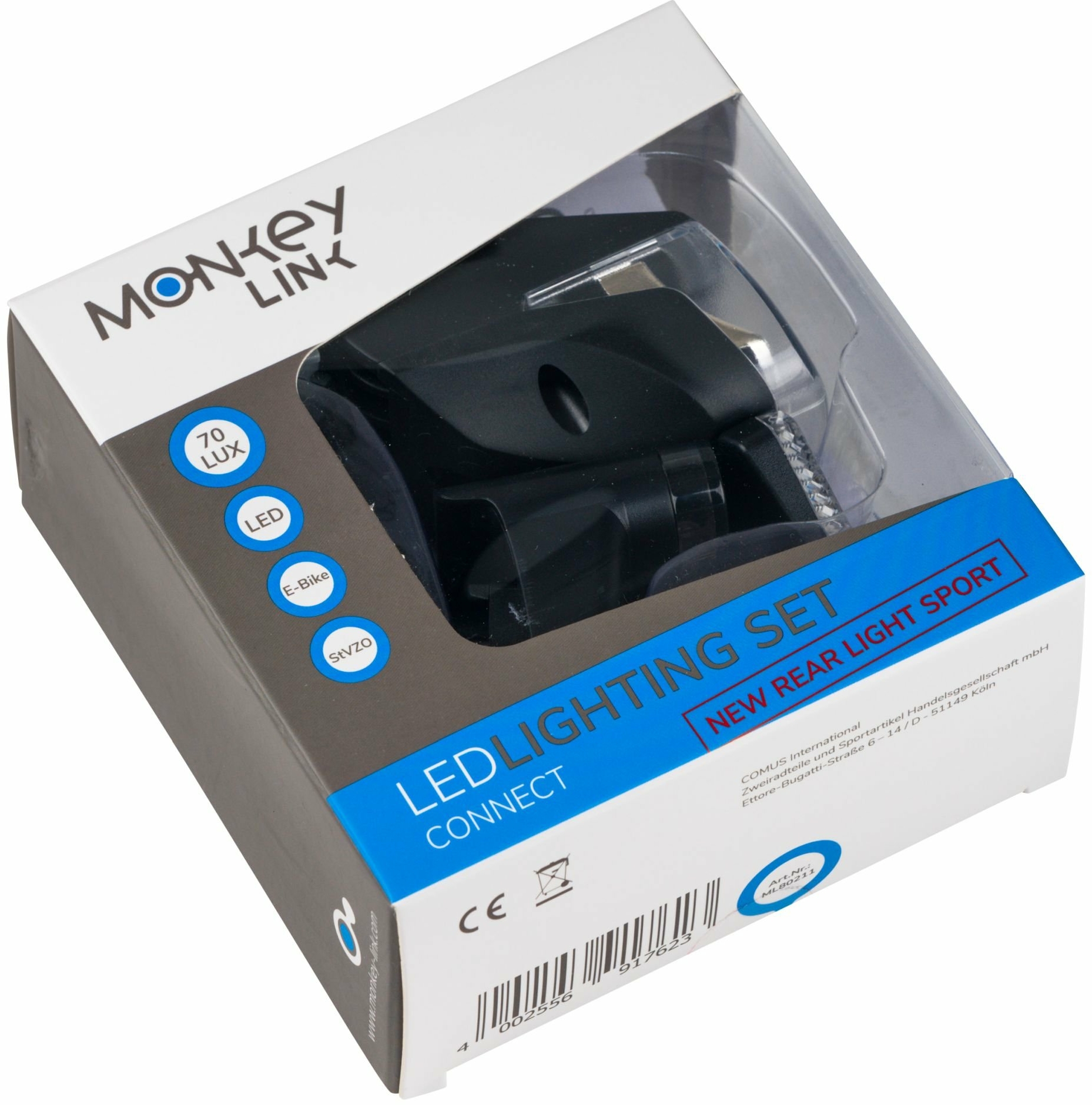 MonkeyLink headlight 70 Lux MonkeyLight LED Connect (power supply via e-bike battery)