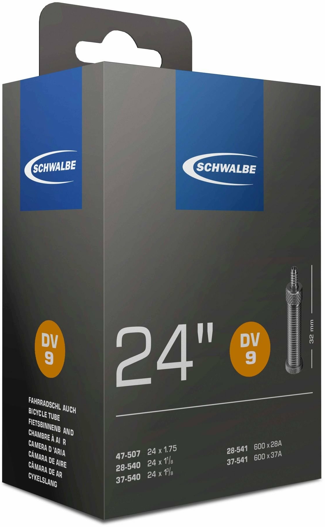 Schwalbe camera d'aria per bicicletta DV 9 / 32mm