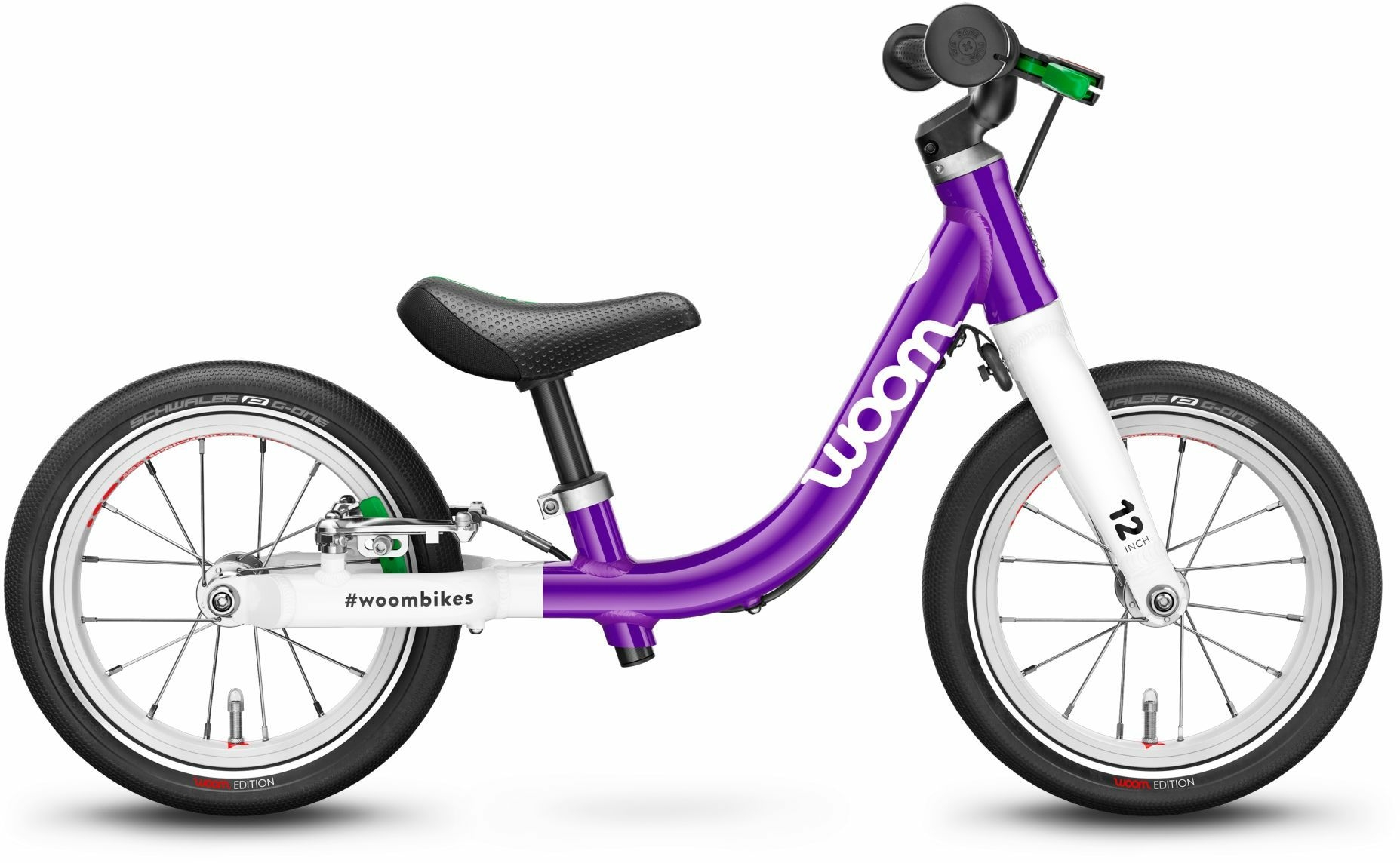 Woom 1, 1 marcia, bicicletta senza pedali per bambini, Wave, modello 2021, 12 pollici